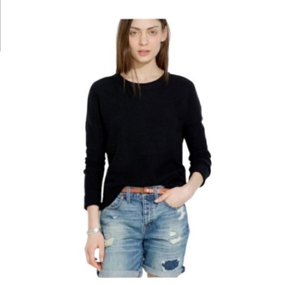 Madewell black texturework ribbed knit sweater sz XS